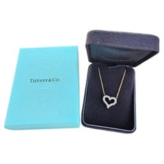 Tiffany 
Co. Sentimental Heart Diamond Pendant 18k Yellow Gold 13x15mm 16"