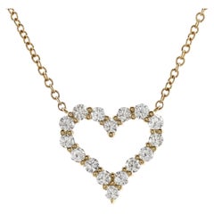 Tiffany & Co. Sentimental Heart Pendant Necklace 18K Rose Gold and Diamonds Mini