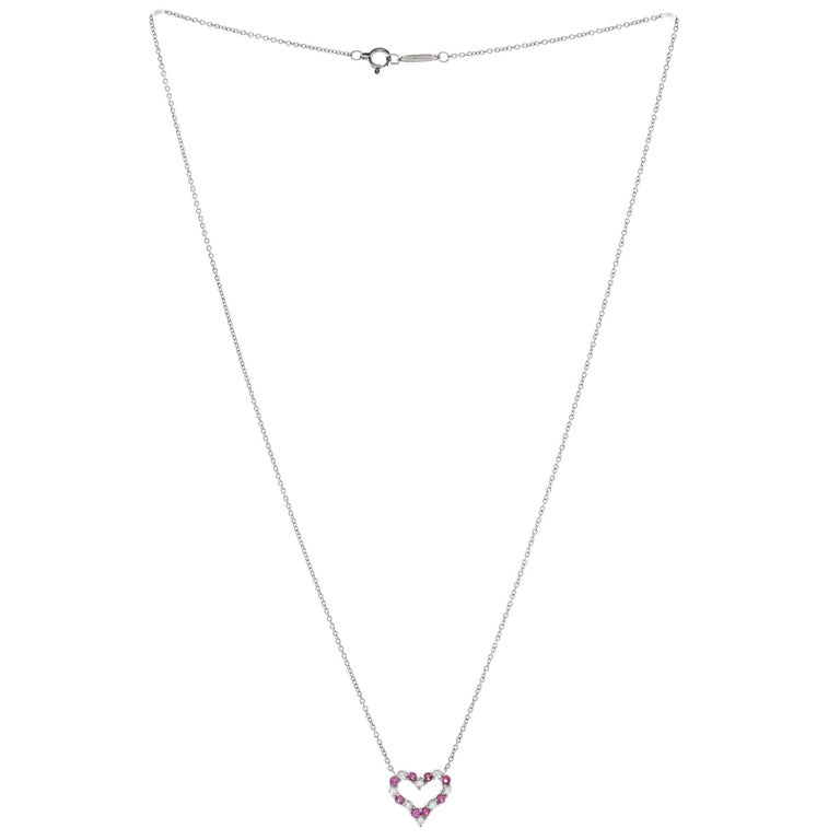 Tiffany pink deals heart necklace