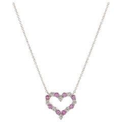 Tiffany & Co. Sentimental Heart Pendant Necklace Platinum with Diamonds and Pink
