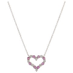 Tiffany & Co. Sentimental Heart Pendant Necklace Platinum with Diamonds and Pink