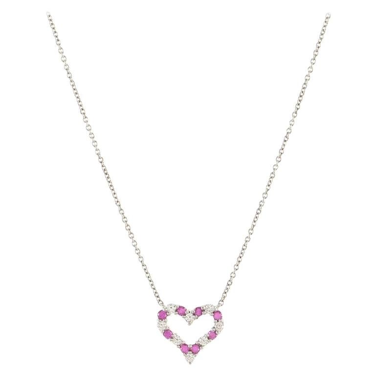 Tiffany 
Co. Sentimental Heart Pendant Necklace Platinum with Diamonds