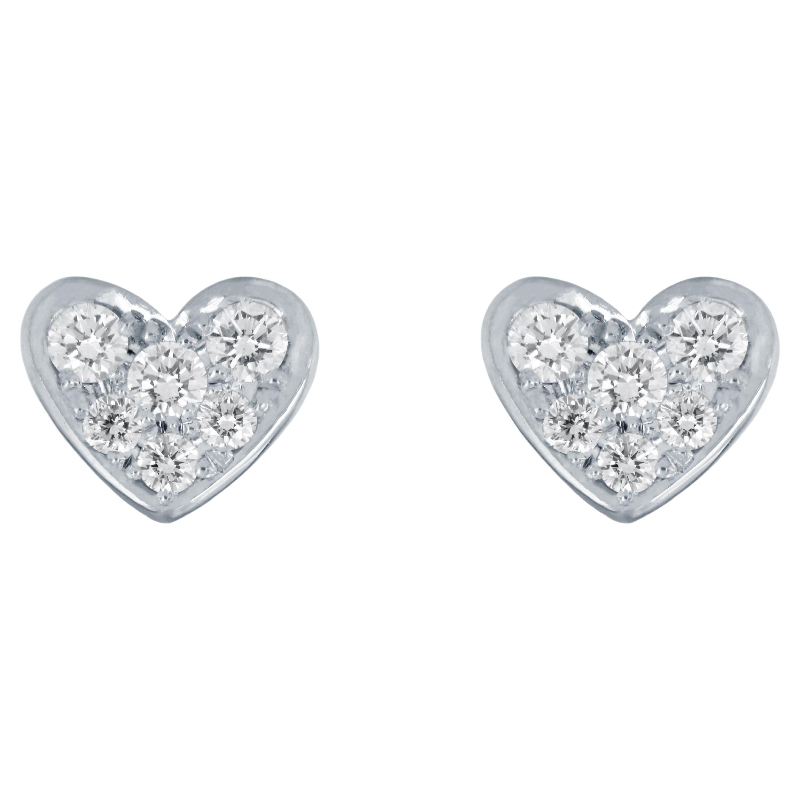 Tiffany & Co. Boucles d'oreilles en or blanc en forme de cœur avec diamants en vente