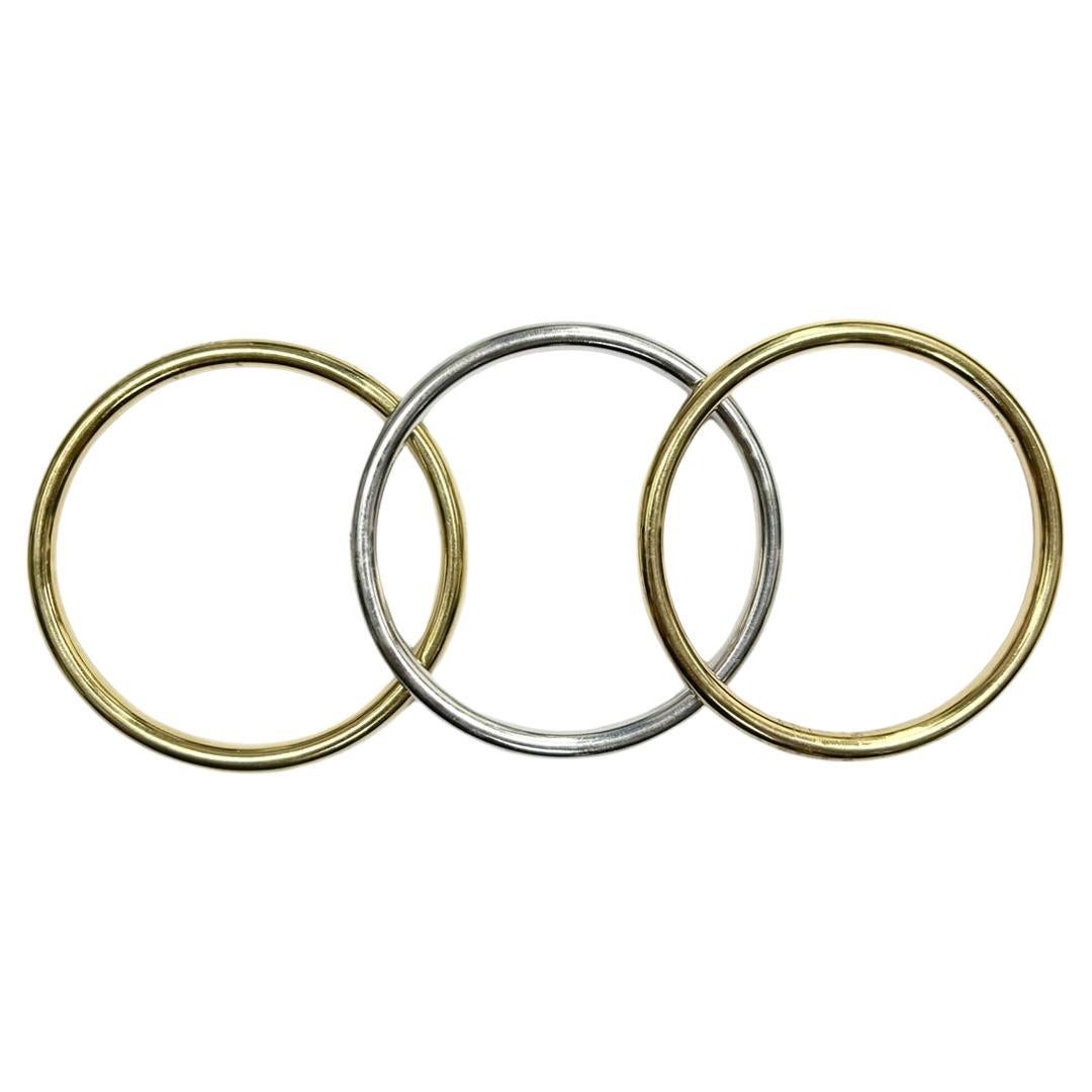 Schöne Tiffany & Co. tri Farbe 18k Gold, Rose, Weiß-und Gelbgold Armreif Satz von 3, markiert Italien 750