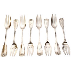 Tiffany & Co. Set of 8 Sterling Silver Palm Pie Forks with Engraving