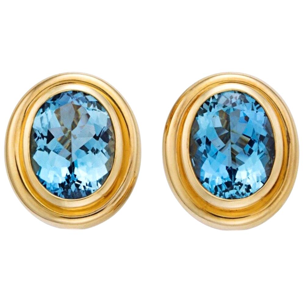 Tiffany & Co. Set of Aquamarine 18 Karat Yellow Gold Earrings