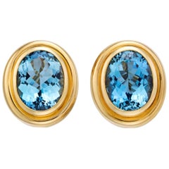 Tiffany & Co. Ensemble de boucles d'oreilles aigue-marine en or jaune 18 carats