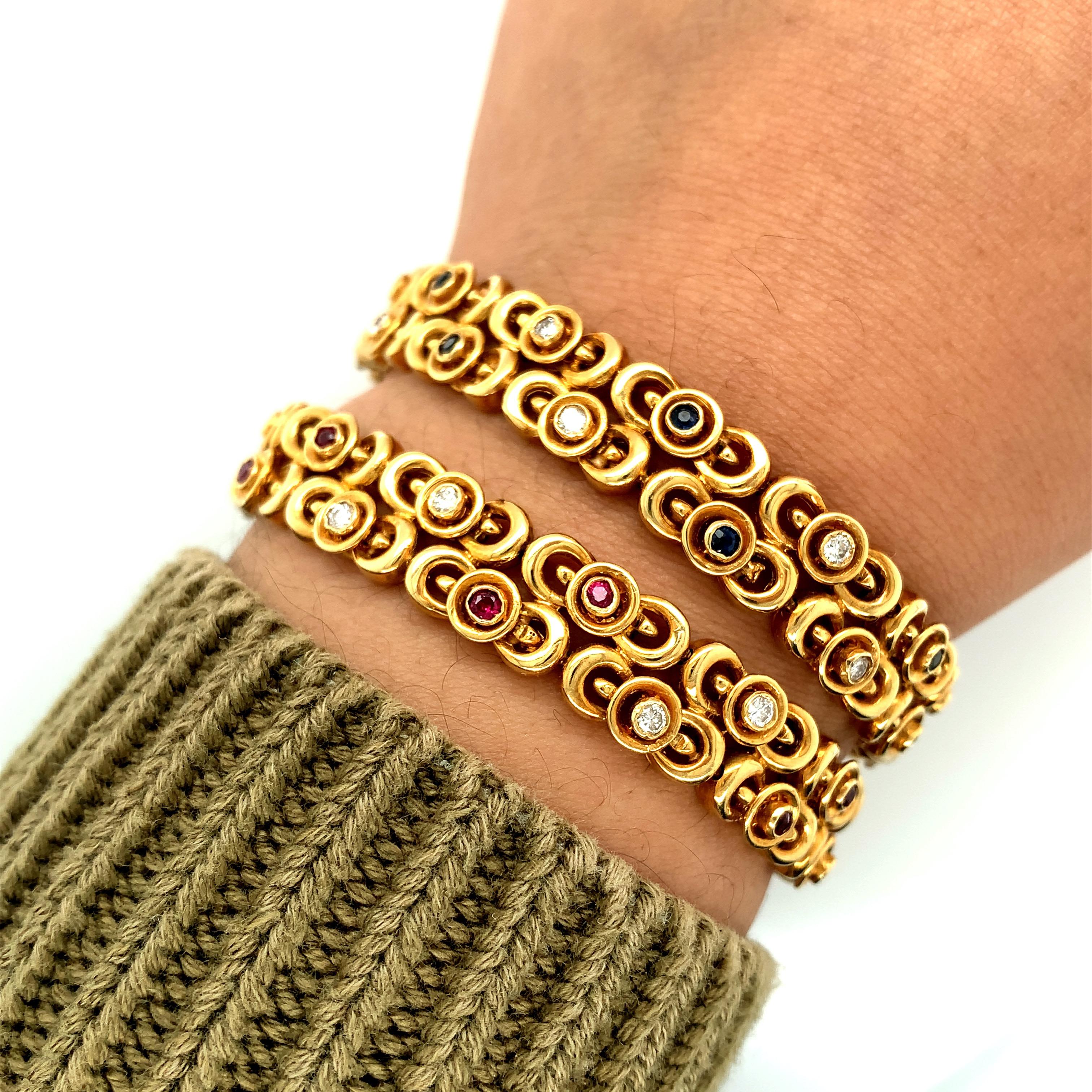 Tiffany & Co. Set von Saphir- und Rubin-Diamant-Armbändern 9
