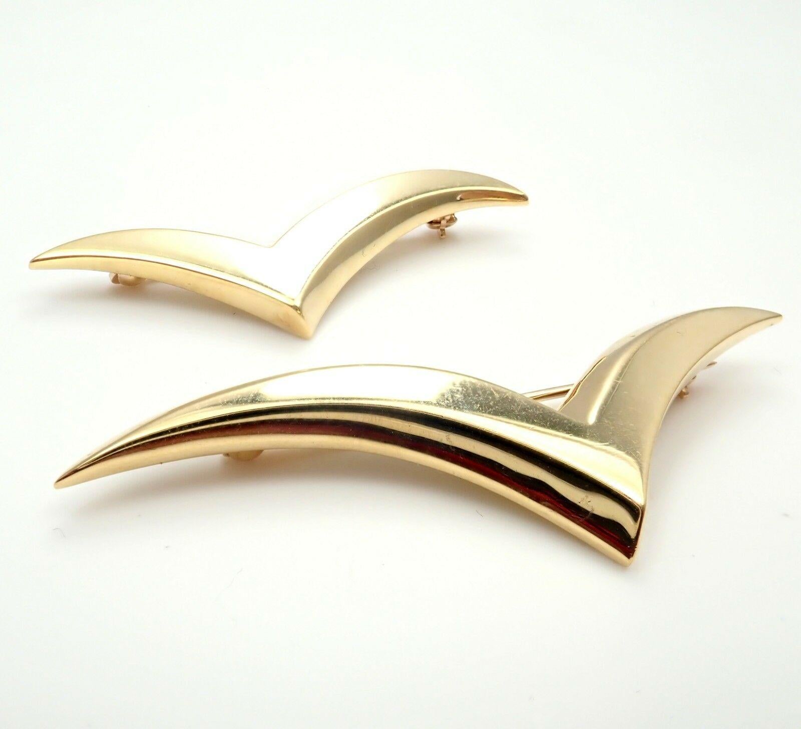 Tiffany & Co. Set of Two Yellow Gold Seagull Brooch Pins In Excellent Condition In Holland, PA