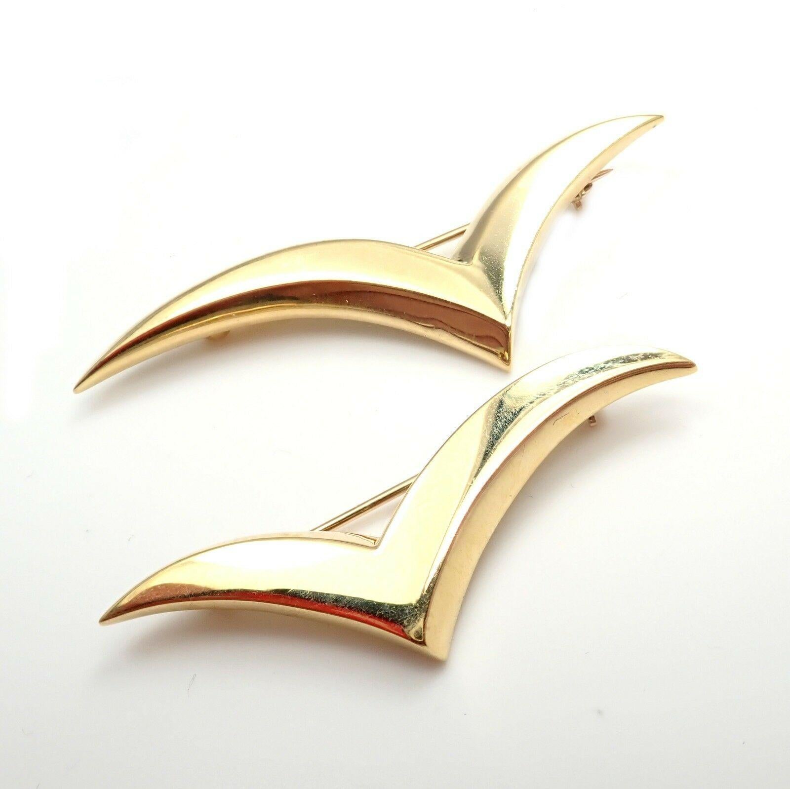 Tiffany & Co. Set of Two Yellow Gold Seagull Brooch Pins 1