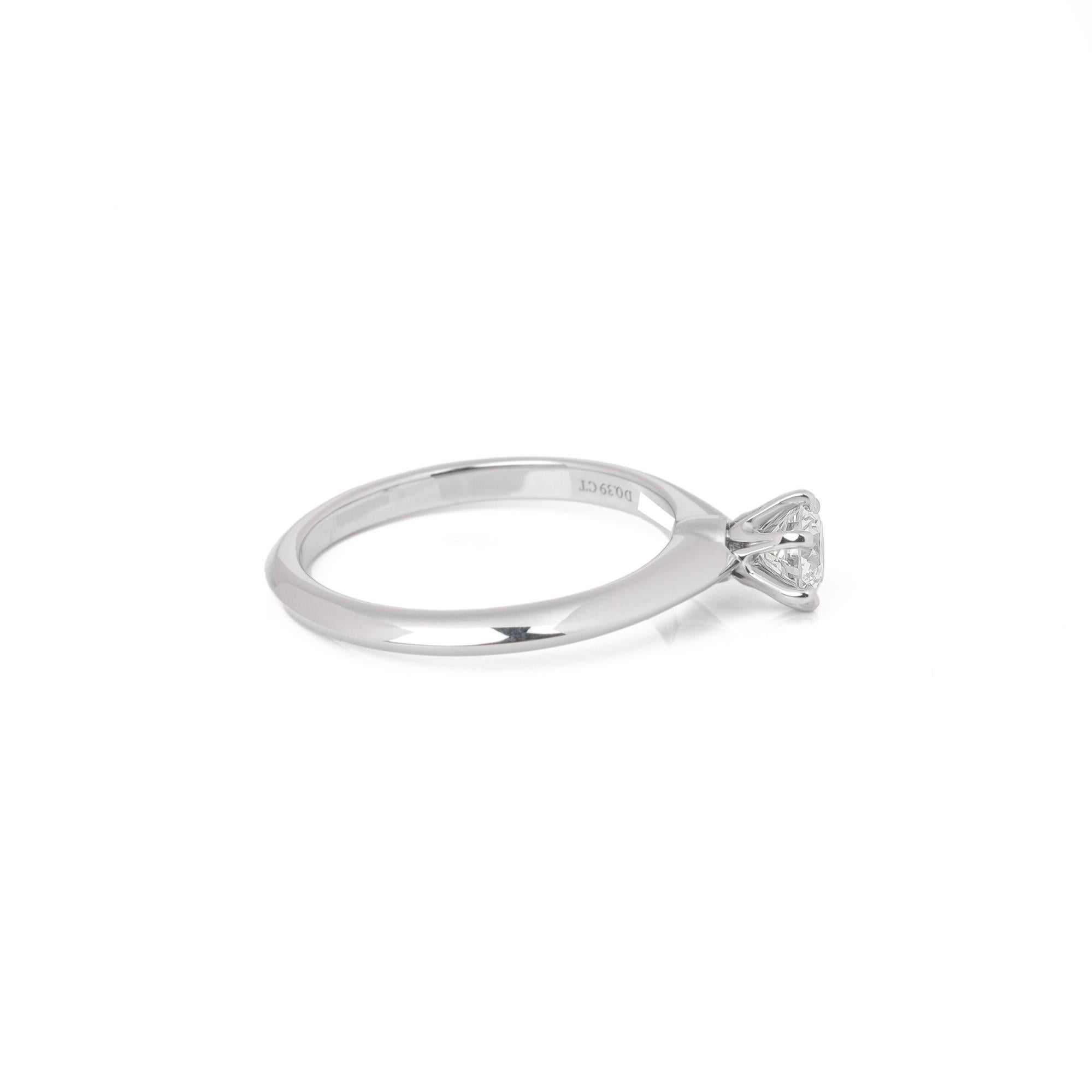 For Sale:  Tiffany & Co Setting 0.39 Carat Diamond Solitaire Ring 2
