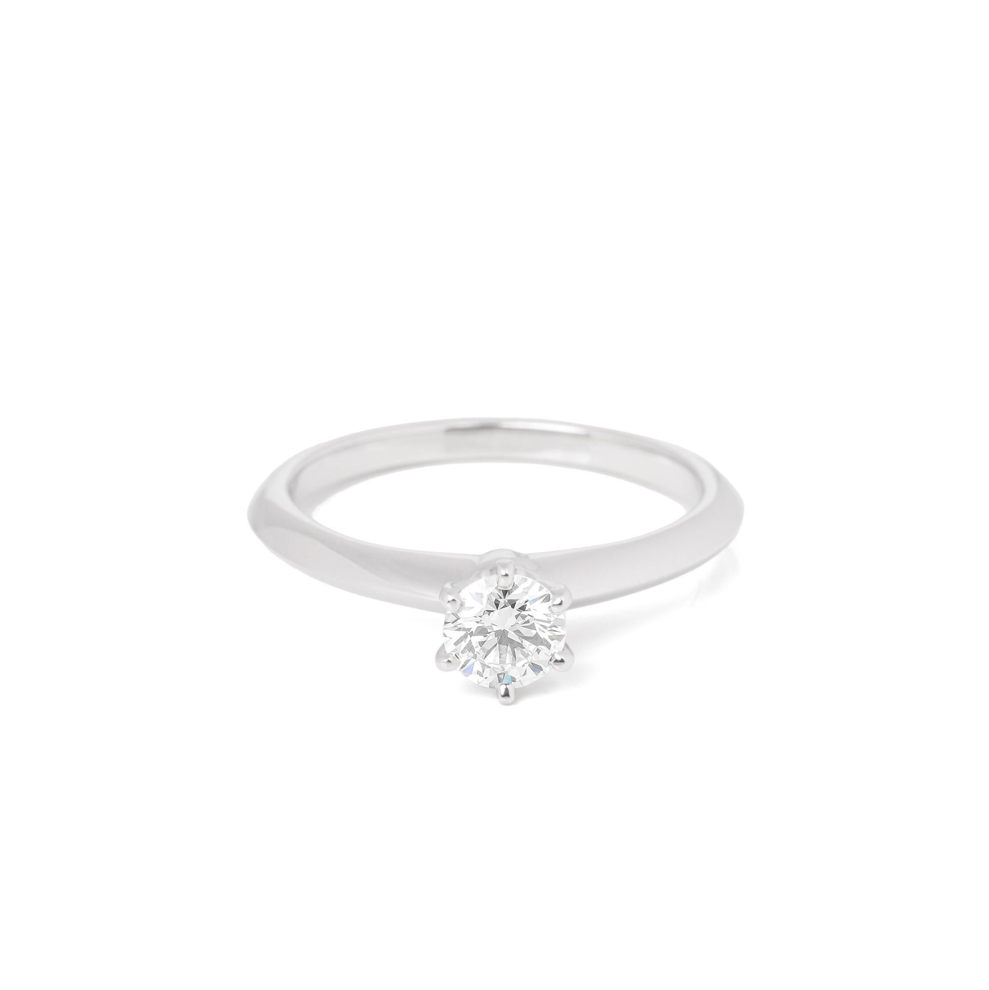 For Sale:  Tiffany & Co Setting 0.39 Carat Diamond Solitaire Ring 9
