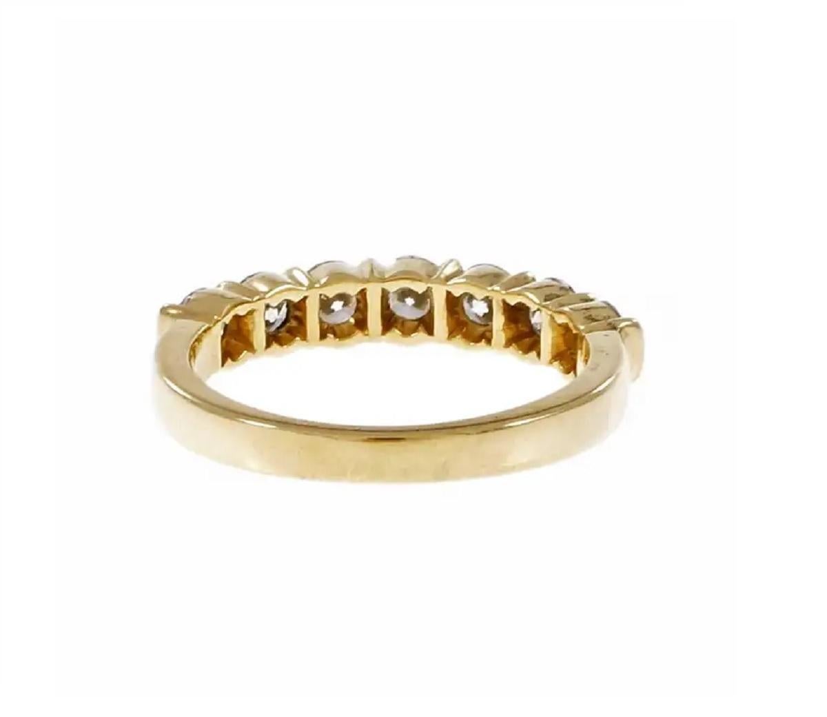 Round Cut Tiffany & Co Seven Diamond Gold Wedding Band For Sale