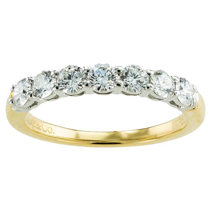Tiffany & Co. Sieben Steine Diamant Platin Gelbgold Band im Angebot