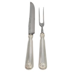 Tiffany & Co Muschel & Faden Sterlingsilber Handle 2pc Schnitzerei-Set mitMono #18255