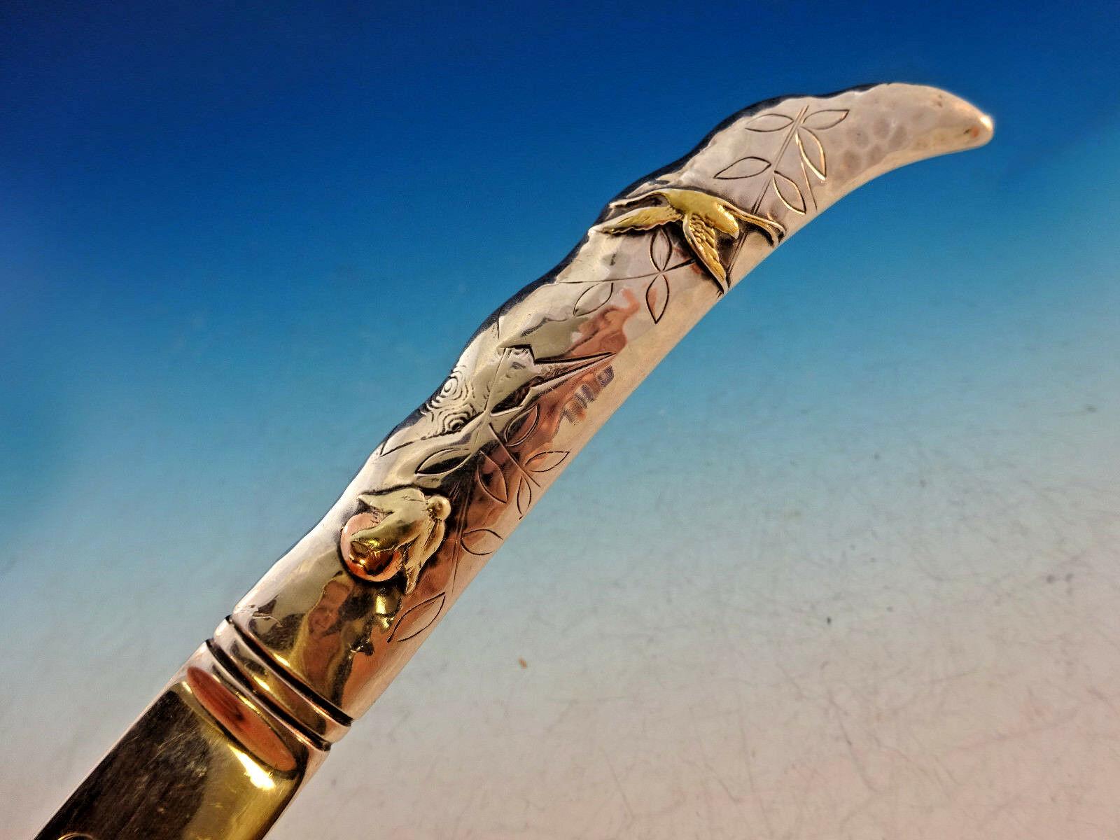 Tiffany & Co. Shiebler Sterling Silver Paper Knife Mixed Metals Bird In Excellent Condition In Big Bend, WI