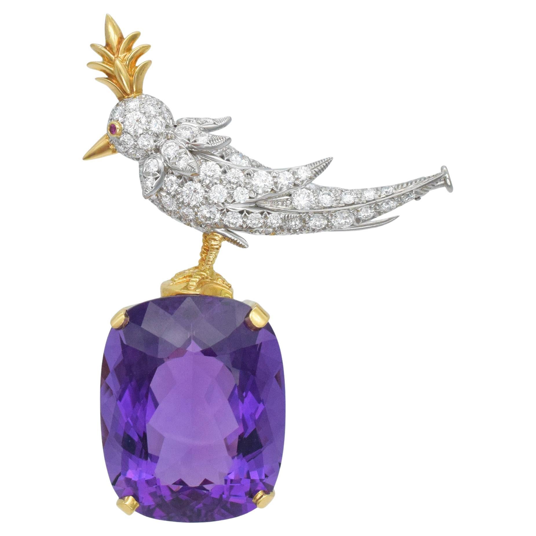 Tiffany 
Co. Shlumberger 
Bird on a Rock
 Amethyst, Broche.