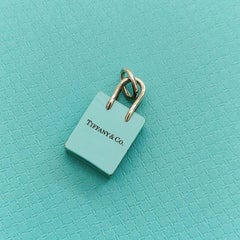Tiffany & Co. Shopping Bag Charm Pendant Sterling Silver Blue Enamel