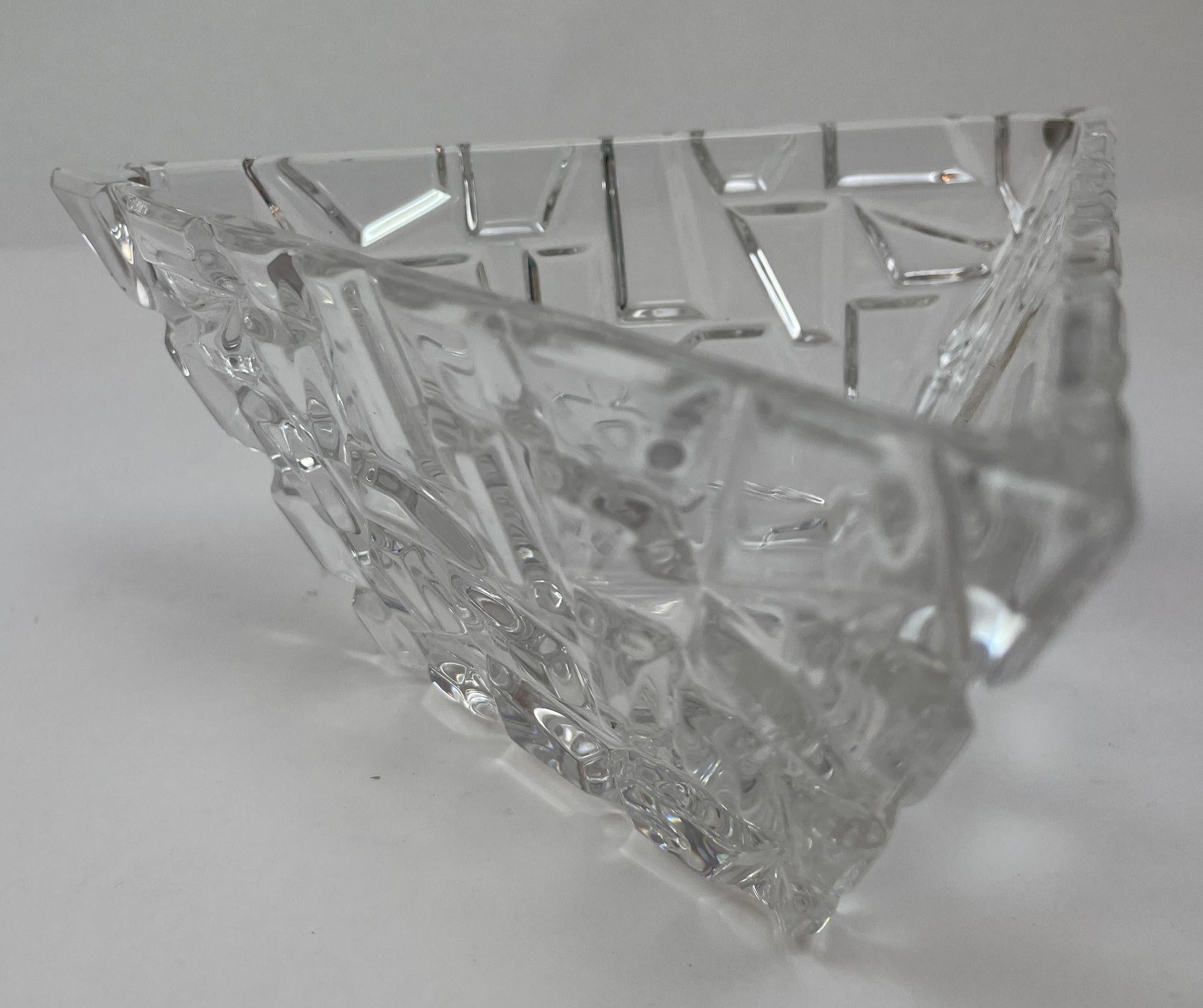 Art Deco Tiffany Co Sierra Triangular Clear Cut Crystal Bowl Ashtray For Sale