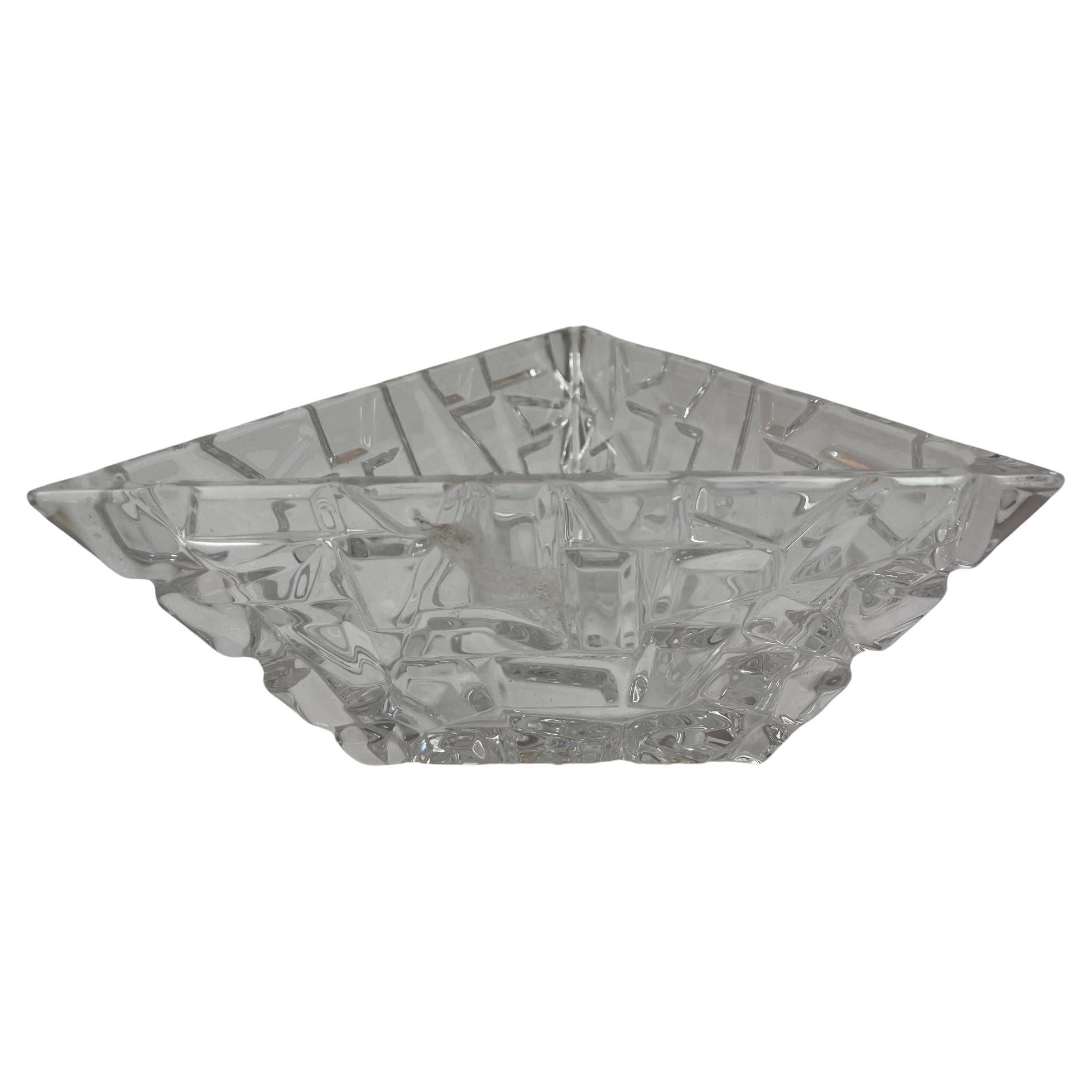 Tiffany Co Sierra Triangular Clear Cut Crystal Bowl Ashtray