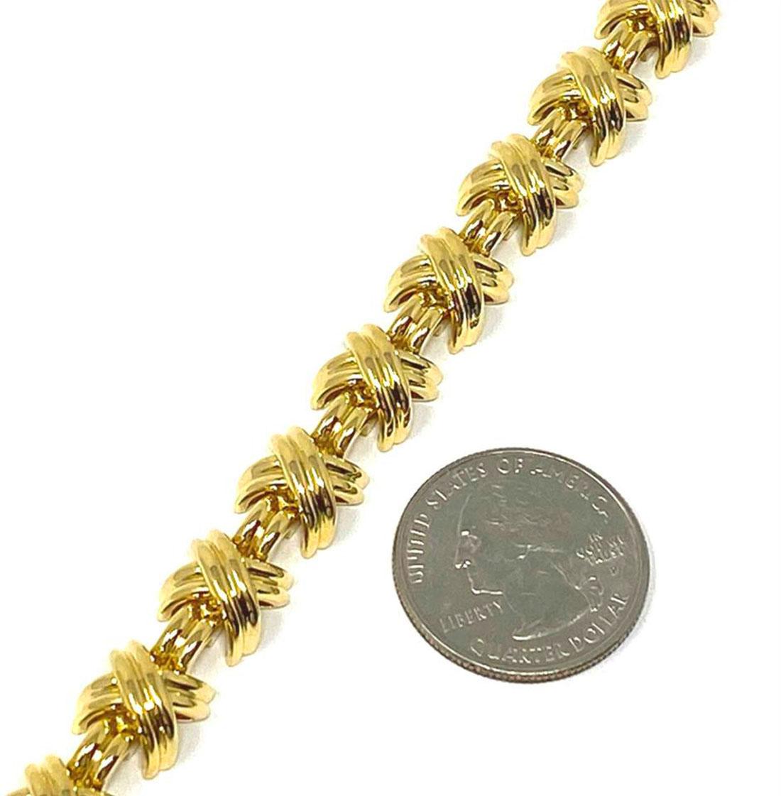 Tiffany & Co. Bracelet à maillons en or jaune 18 carats signature Excellent état - En vente à Boca Raton, FL