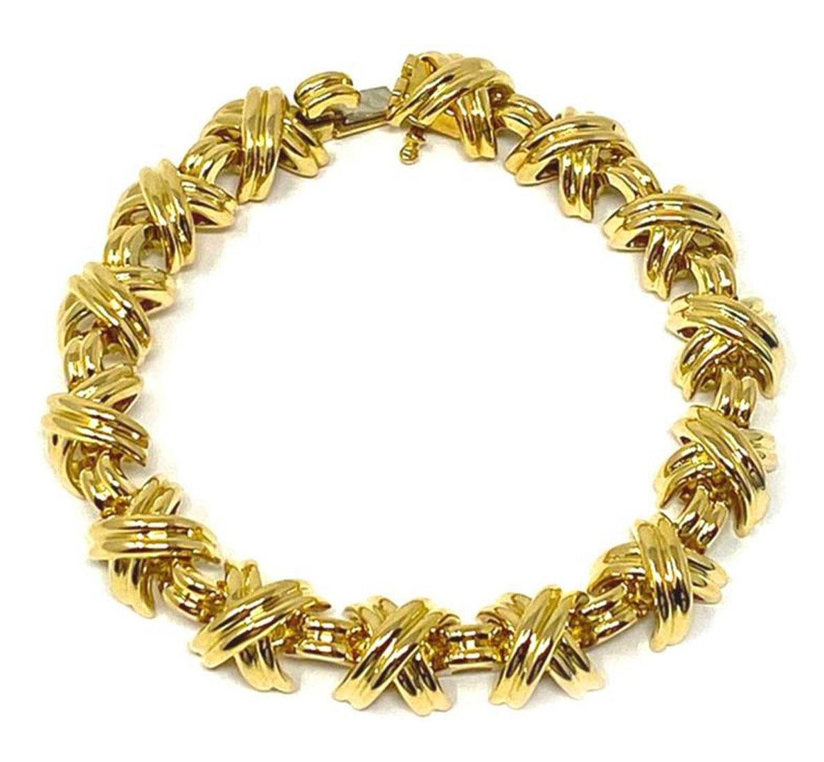 Tiffany & Co. Bracelet à maillons en or jaune 18 carats signature en vente 2