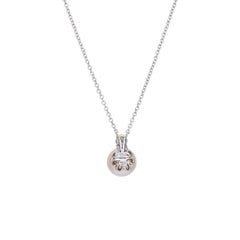 Tiffany & Co Signature 7.5mm Pearl Diamond Necklace Receipt Estate 18k Gold