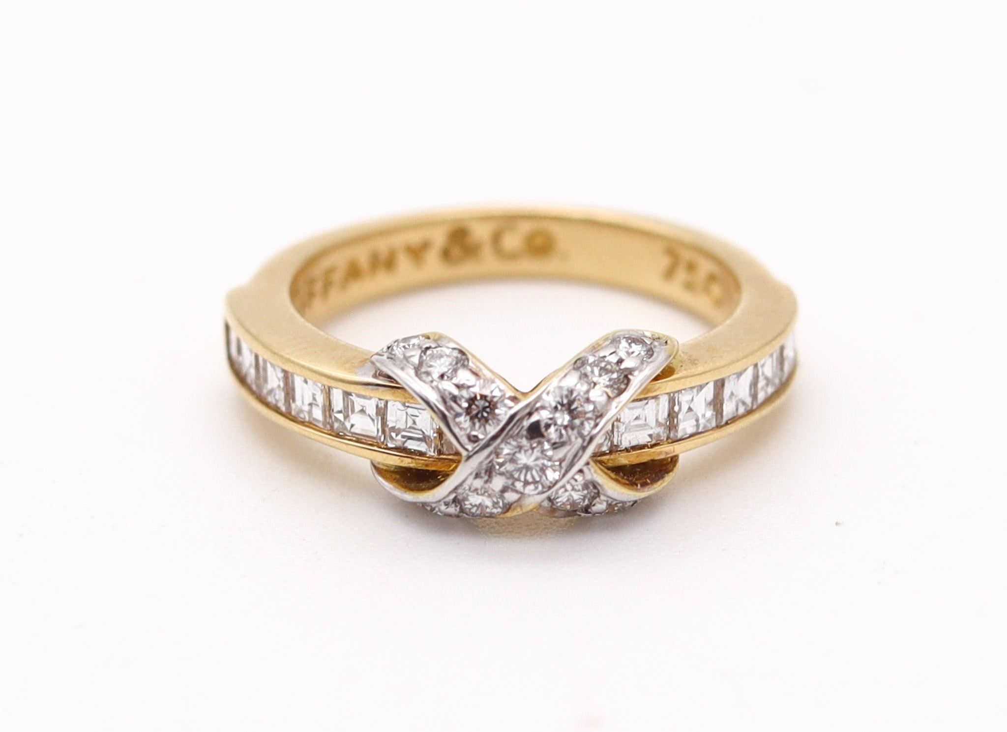 Moderniste TIFFANY & CO. Bague de la collection signature en or 18 carats avec 1,09 carat de diamants en vente