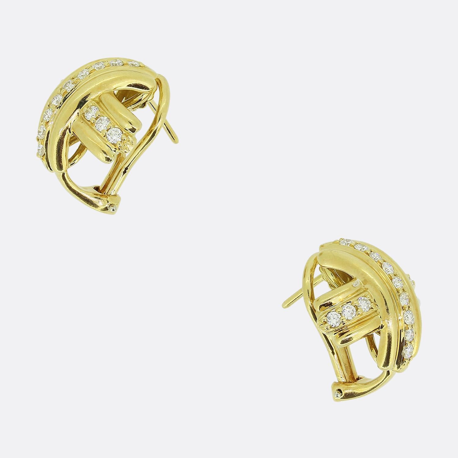 Brilliant Cut Tiffany & Co. Signature Diamond Cross Earrings