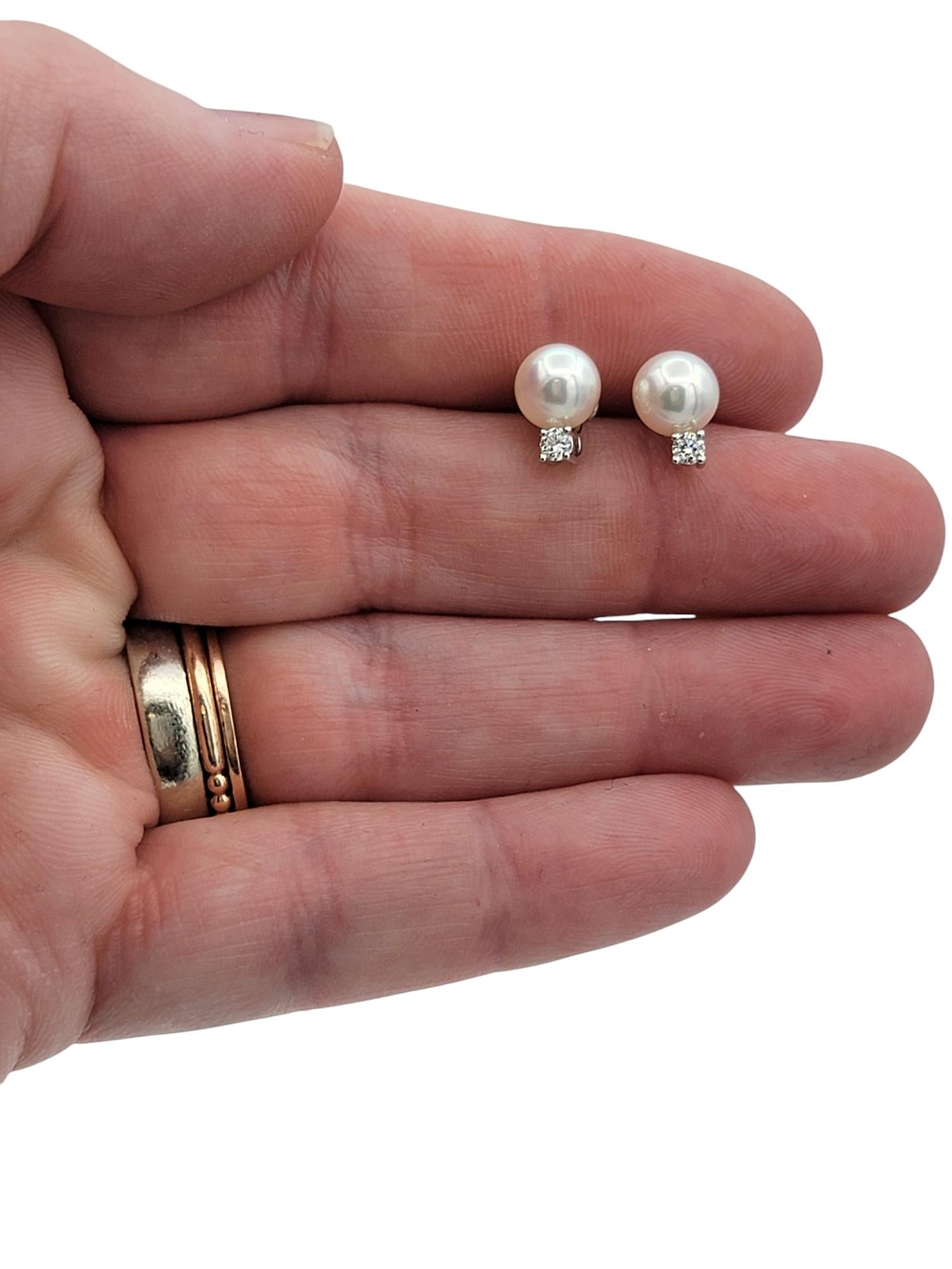 Tiffany & Co. Signature Pearl Stud Earrings with Diamonds in 18 Karat White Gold For Sale 1