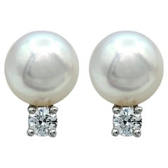 Tiffany & Co. Signature Pearl Stud Earrings with Diamonds in 18 Karat White Gold