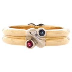 Tiffany 
Co. Signature Ring 18k Yellow Gold with Rubies and Sapphires
