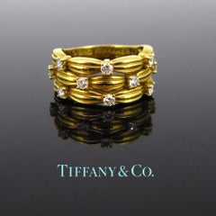 Tiffany & Co. Signature Serie Basket Weaves Diamonds Yellow Gold Ring