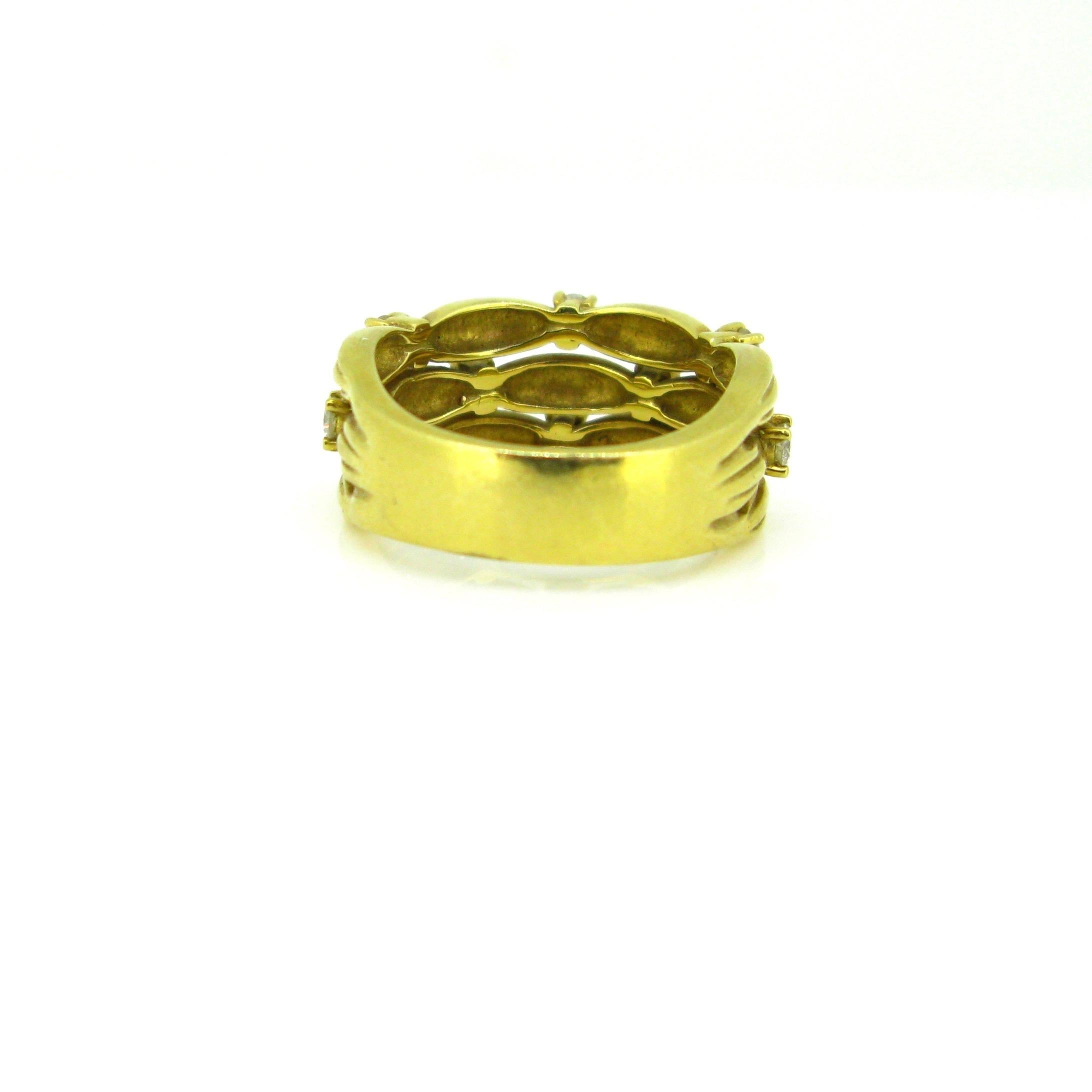 Round Cut Tiffany & Co. Signature Serie Basket Weaves Diamonds Yellow Gold Ring