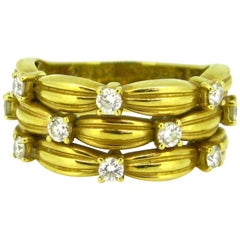 Tiffany & Co. Signature Serie Basket Weaves Diamonds Bague en or jaune