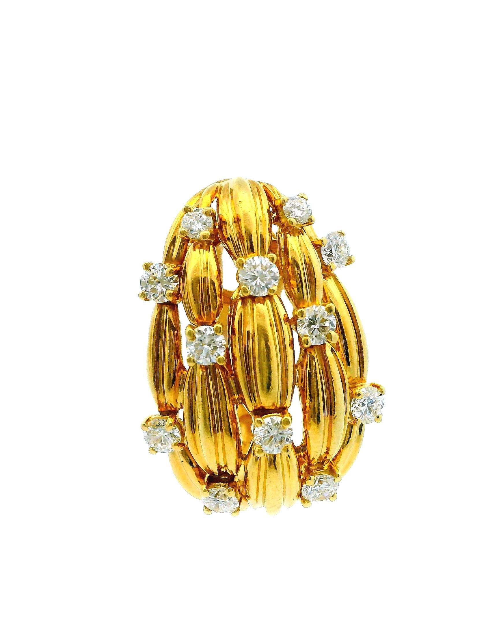 Tiffany & Co. Signature Series 18K Yellow Gold & Diamond Earrings For Sale 1
