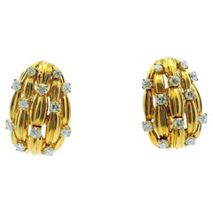 Tiffany & Co. Signature Series 18K Yellow Gold & Diamond Earrings