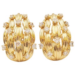 Tiffany & Co. Signature Series Gold and Diamond Earrings