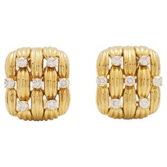 Vintage Tiffany & Co. Signature Series Gold and Diamond Earrings