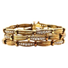 TIffany & Co. Signature Series Yellow Gold and Diamond 3-Row Bracelet