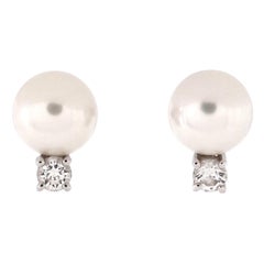 Tiffany & Co. Signature Stud Earrings 18k White Gold and Akoya Cultured Pearls