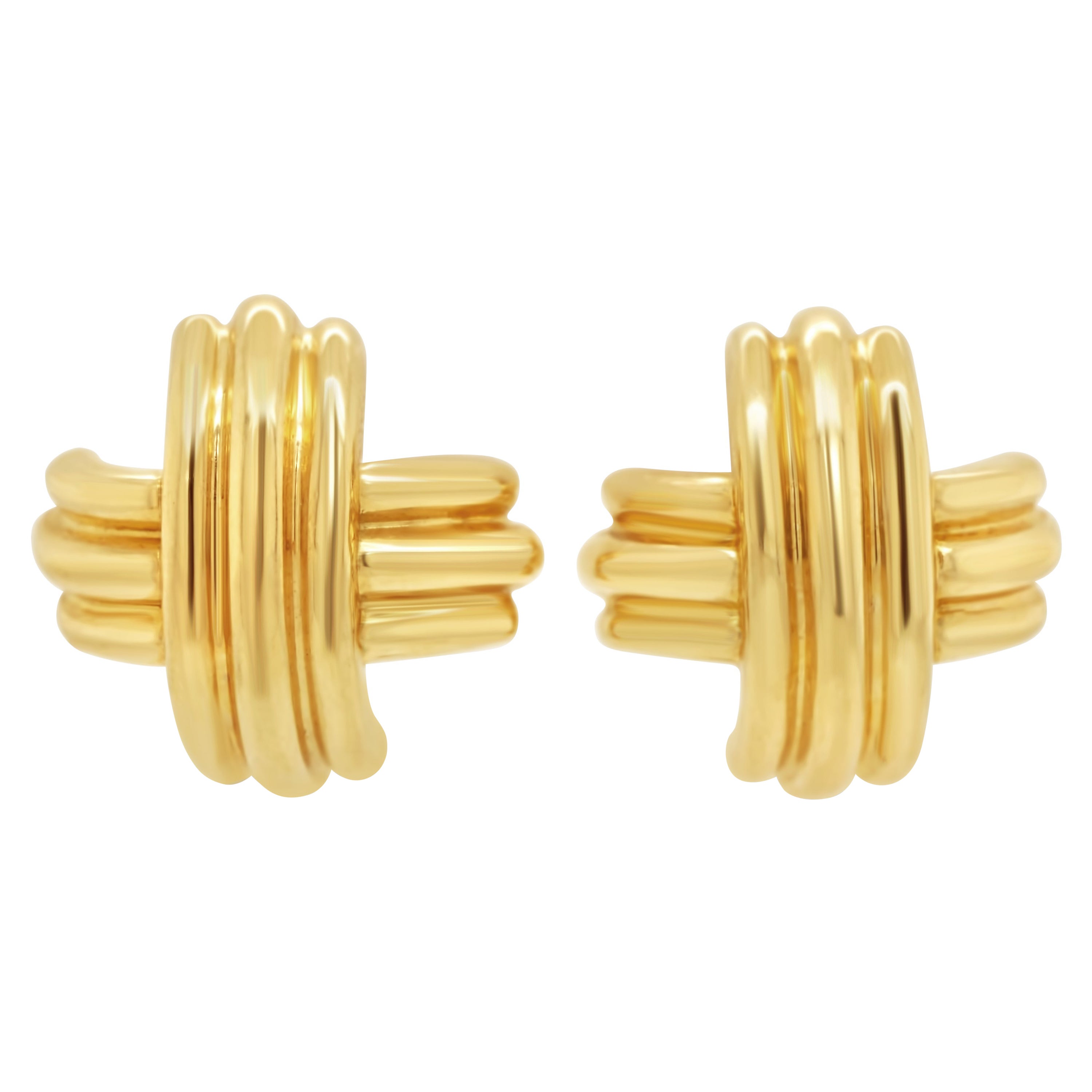 Signatur X 18 Karat Gold Kreuz Clip-On-Ohrringe 24g von Tiffany & Co im Angebot