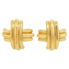 Signatur X 18 Karat Gold Kreuz Clip-On-Ohrringe 24g von Tiffany & Co