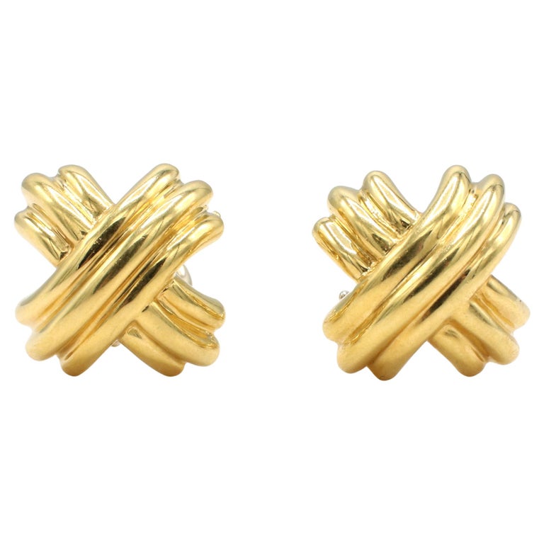 Tiffany and Co. Signature X 18 Karat Yellow Gold Earrings For Sale at ...