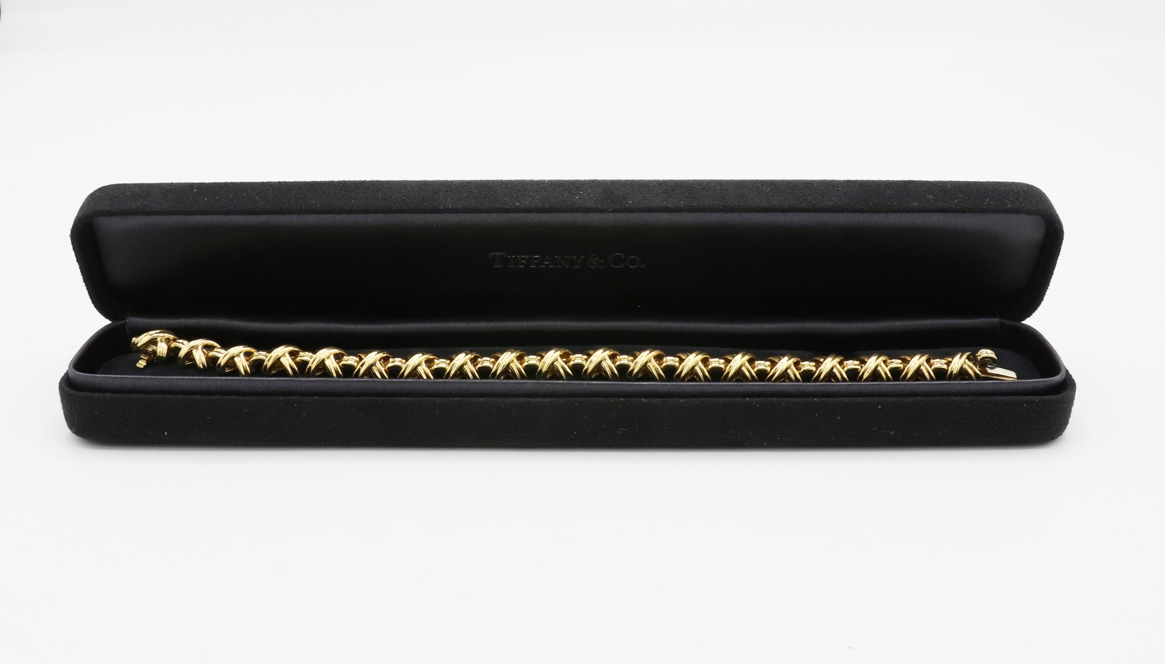 Women's Tiffany & Co. Signature X 18 Karat Yellow Gold Link Bracelet