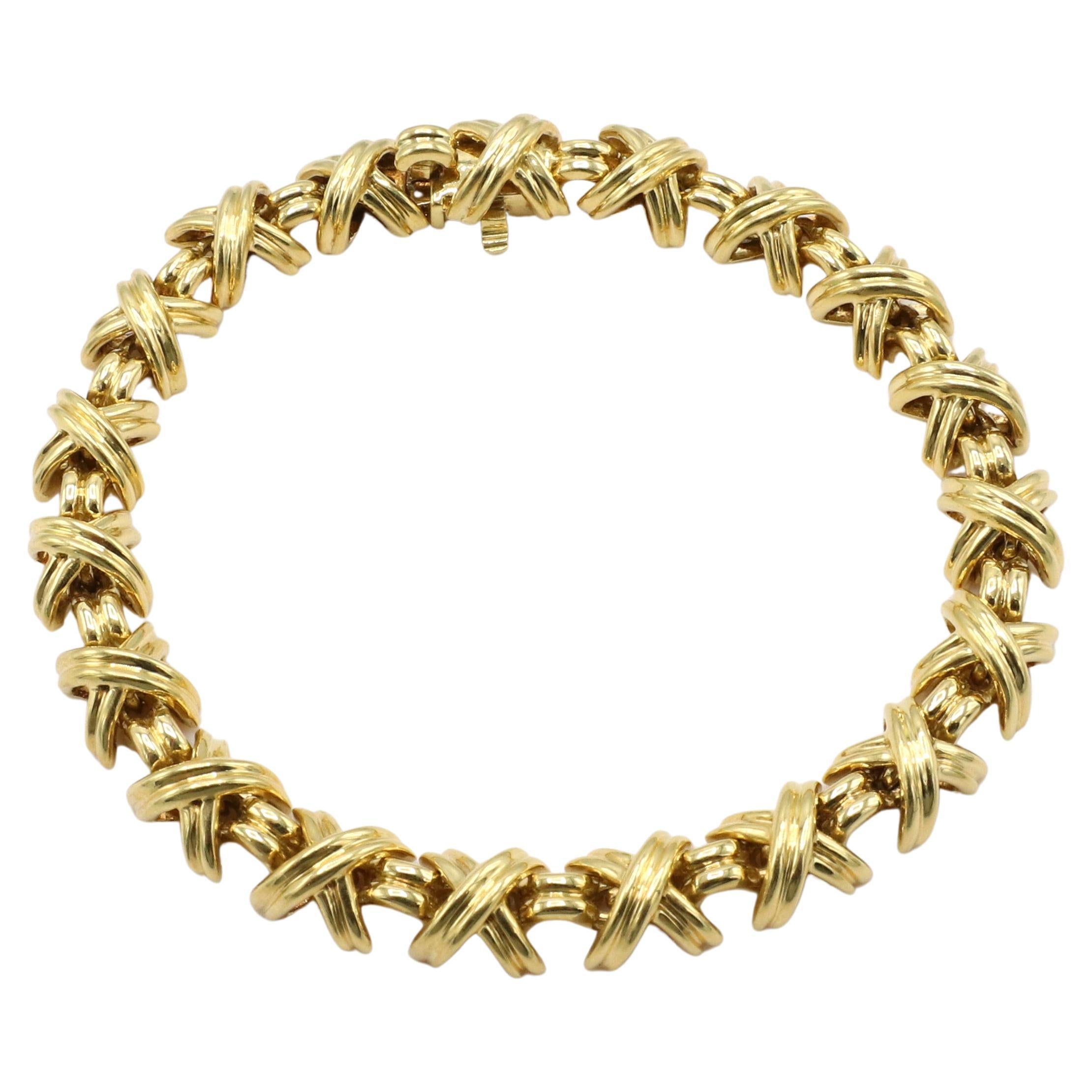 Tiffany & Co. Signature X 18 Karat Yellow Gold Link Bracelet