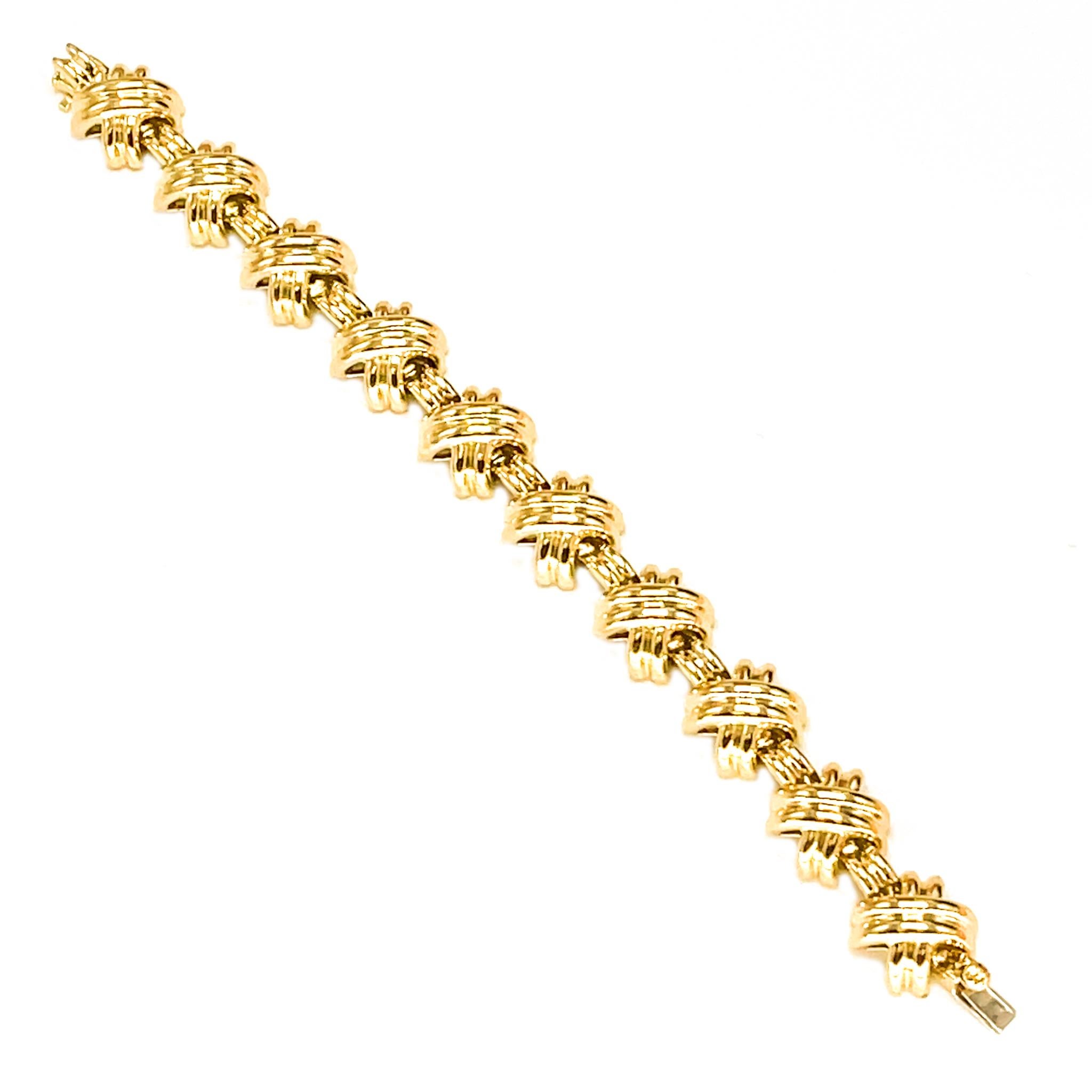 Tiffany & Co. Signatur X 18k Gelbgold Klassisches Vintage Gliederarmband im Zustand „Hervorragend“ in New York, NY
