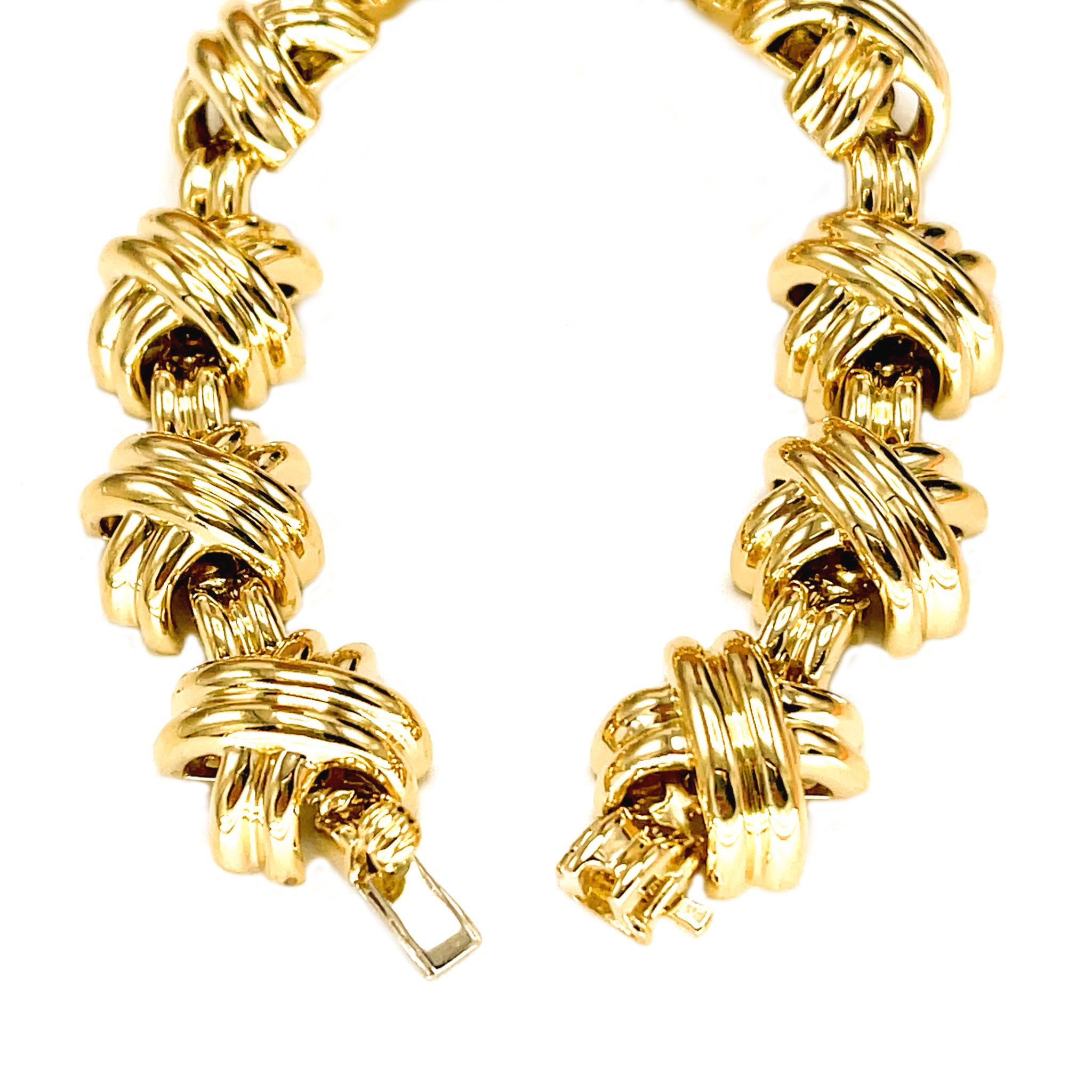 Tiffany & Co. Signatur X 18k Gelbgold Klassisches Vintage Gliederarmband Damen
