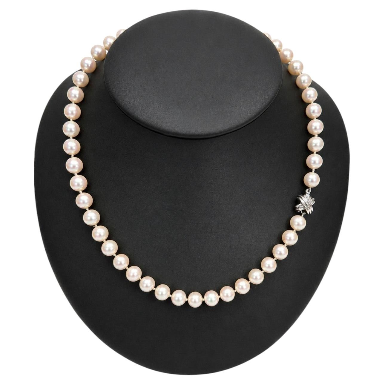 Tiffany & Co. Signature X Akoya-Zuchtperlen-Halskette, 18 Karat Weißgold