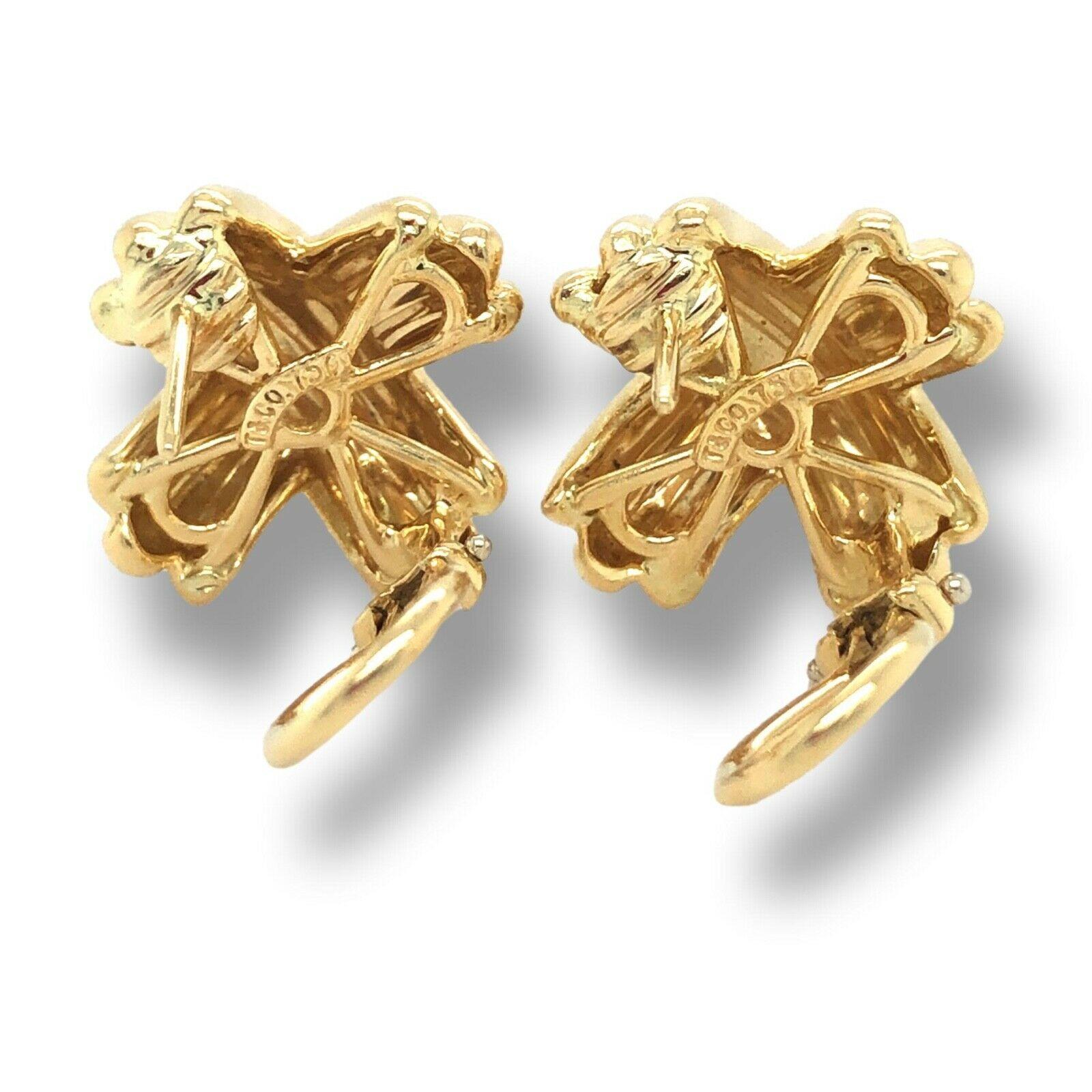 Women's Tiffany & Co. Signature X Clip Earrings 18K Yellow Gold Medium Size